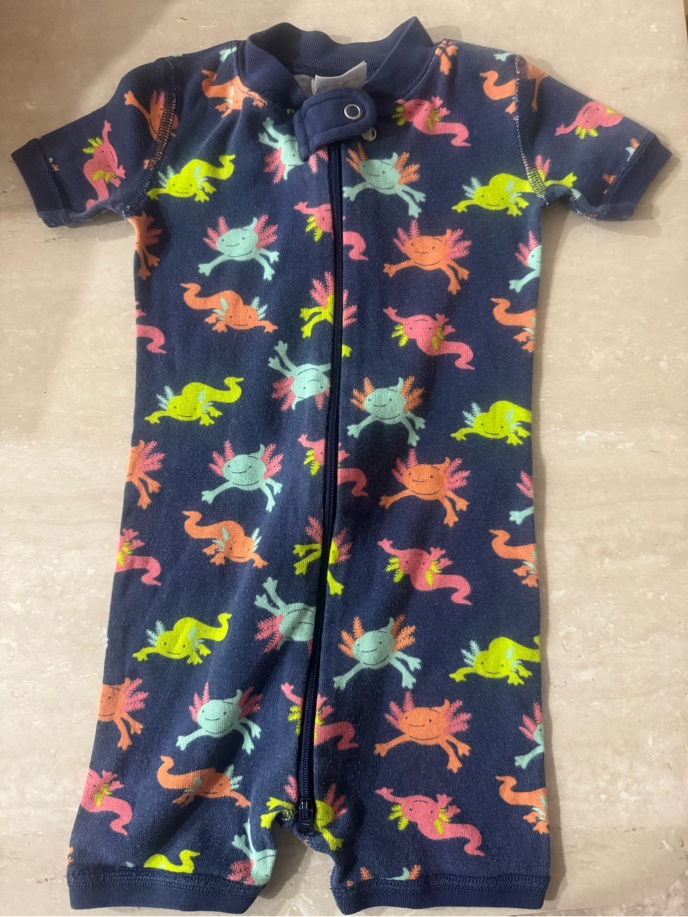 Hanna Andersson Baby 2-Way Zip Shortie Sleeper Axolotl print 18-24m used